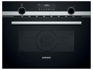 Siemens CM585AGS1 iQ500, Einbau-Mikrowelle mit Heißluft, 60 x 45 cm, 900 W, 44 L Garraum aus Edelstahl, touchControl Bedienung, Hydrolytische Reinigungshilfe, cookControl 15 Automatikrogramme, Schwarz