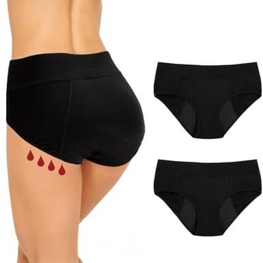2er-Pack Dry Wear Unterhose Damen Inkontinenz Slip für Damen Tag und Nachtschutz, Inkontinenzhosen Eignen Sich für Leichte Inkontinenz (Schwarz, XL)