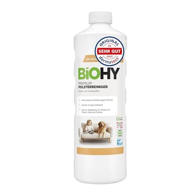 BiOHY Premium Polsterreiniger (1l Flasche) | Bio Konzentrat für Polstermöbel, Sofas, Teppiche & Textilien | für Nasssauger & andere Geräte geeignet | geruchslösender Fleckentferner
