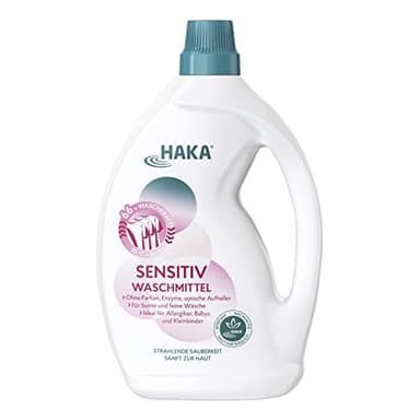HAKA Sensitiv Waschmittel, 2 L (66 WL), für Allergiker & sensible Haut, für bunte & empfindliche Wäsche, Baby Waschmittel, parfümfrei, vegan, haut- & umweltfreundlich
