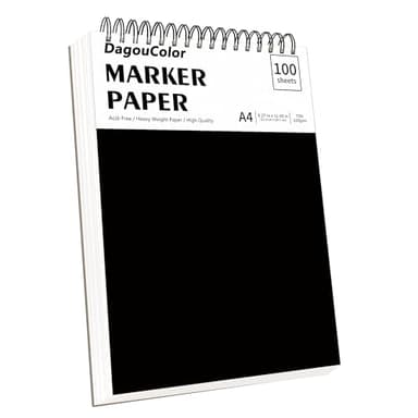 DagouColor Marker Papier für Alkoholmarker, A4, 1 Pack, 100 Blätter (200 Seiten) Anti-Penetration Zeichenbuch, Doppelseitiges Säurefreies Spiral-gebundenes Skizzenbuch für Künstler Kinder Erwachsene