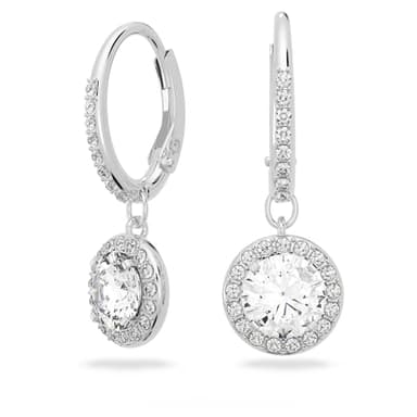 Swarovski Una Angelic Drop-Ohrhänger, Rundschliff, Weiß, Rhodiniert