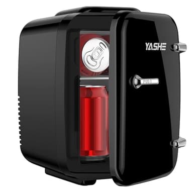 YASHE Mini Kühlschrank, 4 Liter Mini-Kühlschränke für Kosmetik, Getränke, 220V AC/ 12V DC Thermoelektrische Kühlung und Erwärmung, Kleiner Kühlschrank für Schlafzimmer, Büro, Wohnheim, Auto (Schwarz)