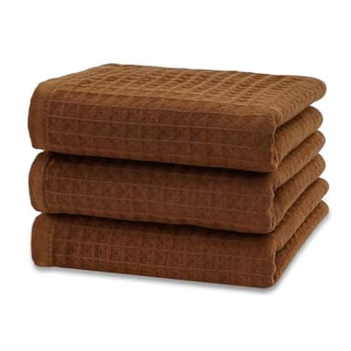 Greyoe 3er Set Küchentücher, Geschirrtücher, Geschirrhandtücher, Geschirrtücher Baumwolle- Super Saugstark, Schnelltrocknend, 34x70 cm (Deep Coffee)