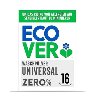 Ecover Zero Waschmittelpulver, sensitiv für Allergiker und empfindliche Haut, 16 Waschladungen, 1 x 1,2 kg
