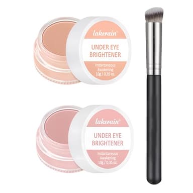 2 Stück Under Eye Brightener(10g x 2) und Concealer Pinsel Augen, Concealer Augenringe, Color Corrector Augenringe, Nude und Pink, Augenringe Abdecken, Aufhellender, Concealer
