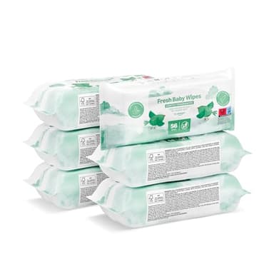 by Amazon Sensitive Baby-Feuchttücher 336 Tücher, Unparfümiert, 6 Pack à 56 Stück (Früher Eine Marke Von Mama Bear, Identisches Produkt)