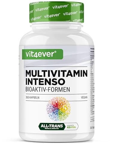 vit4ever Premium Multivitamin A-Z - 365 hochdosierte Kapseln mit 26 Bioaktiv-Formen & Markenrohstoffe - Vitamine + Mineralien - All In One Komplex - Vegan
