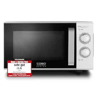 CASO MG 25 Ecostyle Ceramic - Testsieger Haus & Garten Test, Mikrowelle mit Grill, größere Nutzfläche dank CASOTEK Boden, 25 Liter, Garen auf zwei Ebenen, Silber, Edelstahl