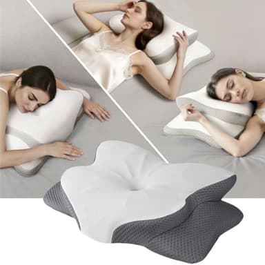 Kuisoe CuroSleep Seladi Airflow pro Kissen Orthopädisches Nackenkissen mit 2 Höhen & Memory Schaum, 6-Zonen-Stütze & Kühlbezug –gegen Nackenschmerzen & Schnarchen, (CertiPUR-US/Oeko-TEX 100) (Weiß)