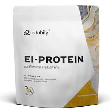 edubily nutrition® Eiklar Protein Pulver aus Freilandhaltung - Premium Eiweißpulver ohne Milch - Laborgeprüft (750 g, Salty Vanilla)