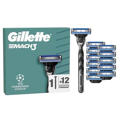 Gillette Mach3 Standard Rasierer für Männer — Inkl, 1 Gillette Nassrasierer, 12 Ersatzklingen mit Gleitstreifen für ein Sanftes Gleiten und NEUER Klingenbeschichtung, für Weniger Hautirritation