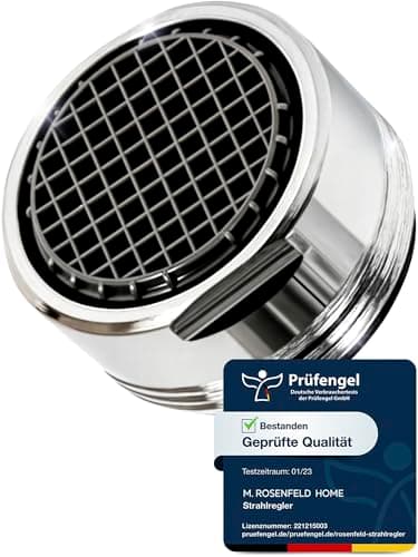 M. ROSENFELD HOME Strahlregler Wasserhahn Aufsatz Küche & Bad M24 Wassersparen 5 l/min - High Tech Anti Kalk Wasserhahn Sieb mit Kugelförmige Filter - Luftsprudler aus Messing - In Italien hergestellt