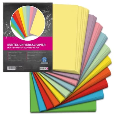 LANDRÉ 250 Blatt A4 buntes Universal-Papier, 80g/m², Drucker-Papier, 10 Farben