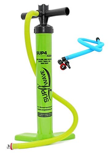 SUPwave SUP 4 Doppelhub Handpumpe mit Manometer Bravo mit weiteren Schlauch (blau) Pumpe Doppelhubpumpe