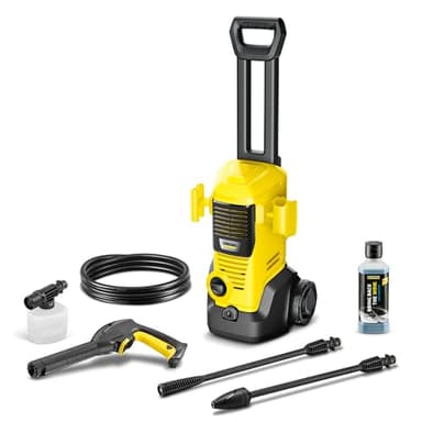 Kärcher Hochdruckreiniger K 2 Premium FJ, Druck: max. 110 bar, Fördermenge: 360 l/h, Flächenleistung: 20 m²/h, Wasserfilter, Gewicht: 4,2 kg, HD-Pistole, Strahlrohre, Dreckfräser, Schaumdüse