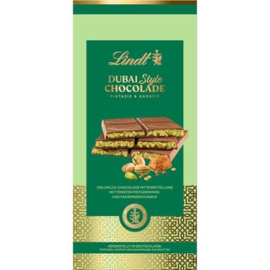 Lindt Schokolade | Dubai Style Chocolade Tafel | 150g | zarte Vollmilch-Schokolade mit feiner Pistaziencreme und knusprigem Kadayif | Schokoladen-Tafel