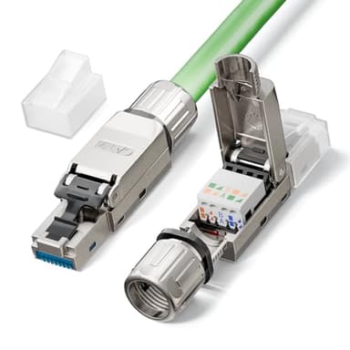 LEENUE Lan Stecker Cat 7 Werkzeuglos, 10 Gbit/s 600 MHz, Vergoldet RJ45 Stecker Werkzeuglos POE für Cat7 Cat6A Verlegekabel, Geschirmt netzwerkstecker cat7 werkzeuglos, Wiederverwendbar, 2 Stück