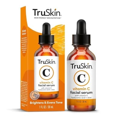 TruSkin Vitamin C Serum - Anti Aging Vitamin C Gesichtsserum mit Hyaluronsäure Vitamin E, Aloe - Aufhellendes Serum für dunkle Flecken, Augenpartie, feine Linien & Falten, 1 Fl Oz