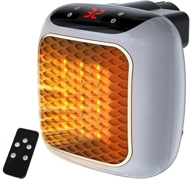 ZUSKYZU Steckdosen Heizlüfter mit Fernbedienung,Mini Keramik Heizlüfter Bad Energiesparend Leise Heizung1200W Heizstrahler mit 12h Timer Thermostat Überhitzungsschutz für Schlafzimmer Büro