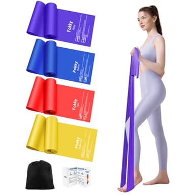 Fokky 1.8M Fitnessbänder, 4er Set Widerstandsbänder Gymnastikband, Resistance Bands mit Tragetasche & Übungsanleitung, Fitnessband für Pilates Yoga Fitness Muskelaufbau