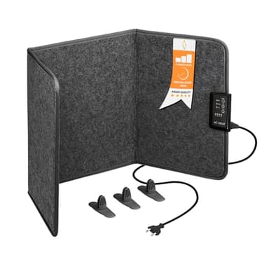 Mi-Heat Infrarot Schreibtischheizung Heizpaneel 260W | Standheizung für Büro Schreibtisch Arbeitsplatz unter den Tisch | Temperatur bis zu 60°C faltbar, Grau