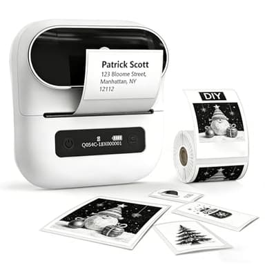Phomemo M220 Etikettendrucker Bluetooth, Tragbarer Etikettiergerät Bluetooth Thermo Label Printer für Barcode,Einzelhandel,kleine Unternehmen,mit Telefonen & PC-System Weiß