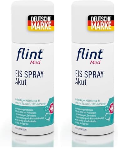 flint Med Eis Spray Akut 150ml - Sofortige Kühlung, Akute Schmerzlinderung für Muskeln & Gelenke, Entzündungshemmend, Erste Hilfe Spray bei Prellungen, Schwellungen, Zerrungen, Verstauchungen