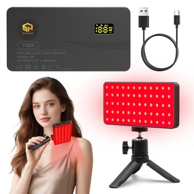 Rotlichtlampe, 660nm & 850nm Infrarotlampe, Tragbares Rotlicht Panel mit Ständer, Einstellbarer Helligkeit & 3 Timer