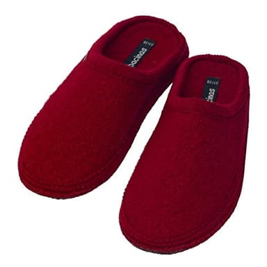 bacinas warme Filz Hausschuhe Damen Dunkel-Rot - flache Filzpantoffeln Schafswolle Slipper 39/40