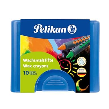 Pelikan 2056075 - Wachsmalstifte 655 10 in einer Schiebehülse, wasservermalbar (1 x Box, blaue Box)