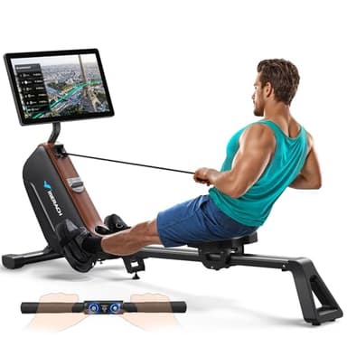 MERACH Rudergerät für Zuhause Klappbar mit 21,5-Zoll-HD-Drehbildschirm, Automatischem Widerstand per App, 16-stufigem Leisem Schwungrad, Intelligenten Magnetischen Rowing Machine for Home(R15B3)