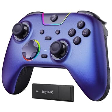 EasySMX X05PRO Wireless Controller PC, Gaming Controller mit leise Tasten, 2-stufige Tigger, Hall Joysticks, 2 programmierbare Tasten, 1000mAh Akku, Kompatibel mit PC/Switch/Android/iOS-Violett