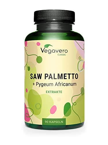 Sägepalme + Pygeum Africanum Vegavero | 500 mg Sägepalmenextrakt (20:1) & 200 mg Pygeum Extrakt (2:1) | 45% Fettsäuren & 10% Sterole | Vegan - Ohne Zusätze | 90 Kapseln