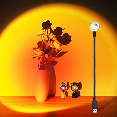 OSDUE Sunset Lamp, Sunset Projection Lamp mit USB, Sonnenuntergang Lampe 360 °Drehung, für Live-Übertragung, Fotos, Wohnzimmer, Schlafzimmer Romantische Dekor(Sonnenuntergang Rot)