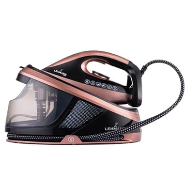 LEHMANN Dampfbügelstation 8 Bar Druck & 2400 Watt, 120 g/min Dampfleistung mit Extra Dampfstoß, 1,5 L abnehmbarer Wassertank, ECO-Modus, vertikale Dampffunktion, Abschaltautomatik, Schwarz/Roségold