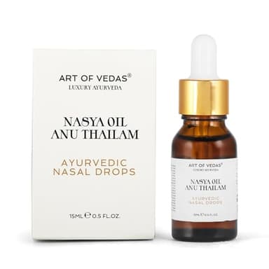 Art of Vedas Nasya Öl/Anu Thailam - 15ML Ayurvedische Nasentropfen - Hochwertiges Nasya Öl zur Reinigung und Wohlbefinden, Linderung von Allergien und Nasenverstopfung, Traditionelle Ayurveda Formel