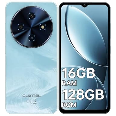 OUKITEL C5 Smartphone Ohne Vertrag, 16GB RAM+128GB ROM/1TB Handy Ohne Vertrag, 6.52" Bildschirm Android Smartphone Günstig, 5000mAh Simlockfreie Handys, 13MP Kamera, Dual 4G SIM/Face ID/OTG/3.5mm Jack