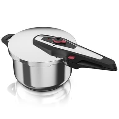 Arendo - Schnellkochtopf Induktion 6l Edelstahl - 3in1 – 6 Liter Fassungsvermögen – induktionsgeeignet – Dampfgaren – Korbeinsatz – integriertes Sicherheitssystem