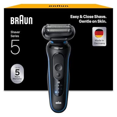 Braun Series 5 Elektrorasierer Herren, Rasierapparat mit 50 Min. Akkulaufzeit, Kabelloser Nass- und Trockenrasierer für Männer, Wasserdicht, Made in Germany, 52-B1000s, Blau