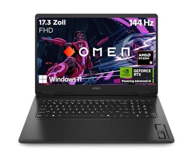 HP Omen Gaming Laptop | 17,3 Zoll FHD-Display - 144 Hz | AMD Ryzen 9 8945HS| 16 GB DDR5 RAM (2x8 GB) | 1TB SSD | NVIDIA GeForce RTX 4060 (8GB) | QWERTZ | Windows 11 Home | Shadow Black