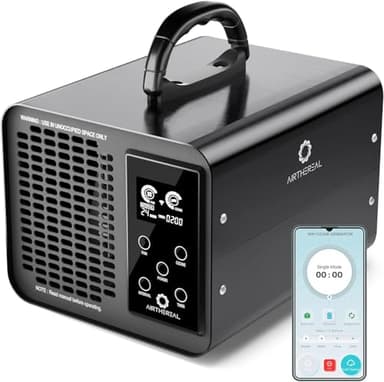 Airthereal MA10K-PRO SMART WLAN-Ozongenerator & Ozongerät – Geruchsentferner, Desodorierer und Sterilisator – mit einstellbarer Ozonleistung und Timer für Räume jeder Größe – Schwarz