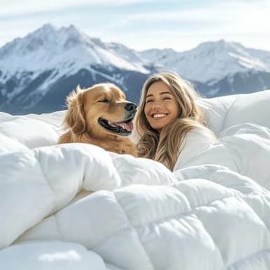 GDFP Daunendecke 155x220 Winter, 90% Daunen und 10% Federn, Maschinenwäsche, Bettdecke 155x220 Daunen, Wärmeklasse: warm, Füllgewicht 1200g, Öko-Tex, Weiß