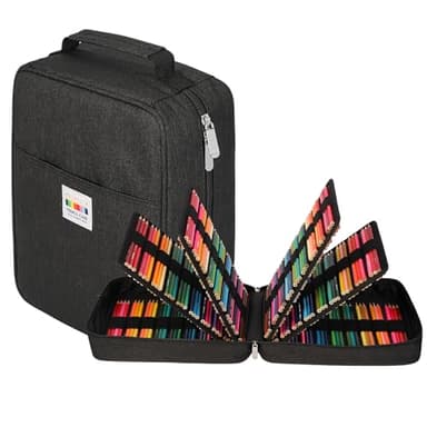 JAKAGO Große Federmäppchen XXL mit 270 Schlitze Stifte Aufbewahrung, Wasserdichtes Stiftetasche für Aquarellstifte & Marker & Gelstifte (Black)