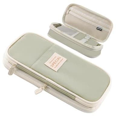 hautllaif Federmäppchen mit großem Fassungsvermögen – Erweiterbares Stiftemäppchen, Oxford Stoff, Grüne diagonale Struktur, für Schule & Büro, 21.5x9x7cm