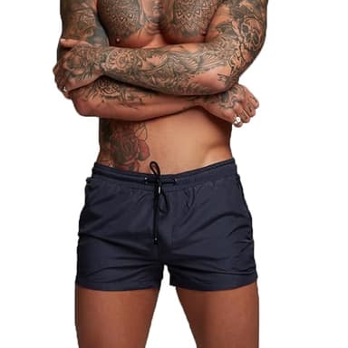 TMEOG Badehose für Herren Schnelltrocknend Badeshorts Kurz Herren Badehose Männer Schwimmhose Boxer Kurze Hose Schwimmshorts mit Reissverschluss(DunkelBlau, L)