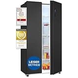 Exquisit Side-by-Side-Kühlschrank, Kühl-Gefrierkombination, NoFrost, 442 Liter, Schnellgefrieren, Alarm, 4-Sterne-Gefrieren, LED-Display, SBS546-040E inoxlook-az