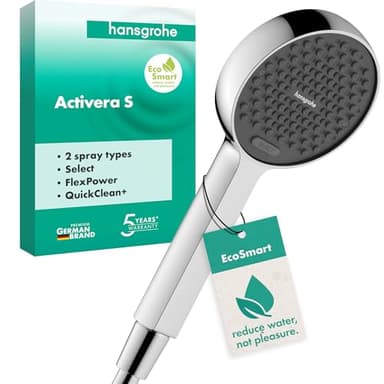 hansgrohe Activera Select S - wassersparender Duschkopf 8 l/min (EcoSmart), Handbrause mit 2 Strahlarten, runde Duschbrause, Sparduschkopf mit Antikalk-Funktion, Chrom, 28033000