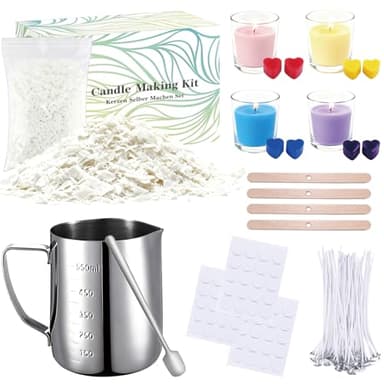 COVACURE Kerzen Selber Machen Set mit Kerzenwachs zum Gießen – 480g Sojawachs für Kerzen und Zubehör – Perfektes DIY Set für Erwachsene, ideal als Geschenk