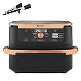 Ninja Foodi FlexDrawer Dual Zone Heißluftfritteuse, Airfryer mit 10,4-Fach und herausnehmbarem Trenner, Antihaftbeschichtung, spülmaschinenfester Korb, 7-in-1, Schwarz & Kupfer, AF500EUCP
